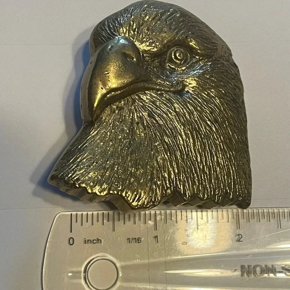 Vintage solid brass 1978 eagle head belt buckle